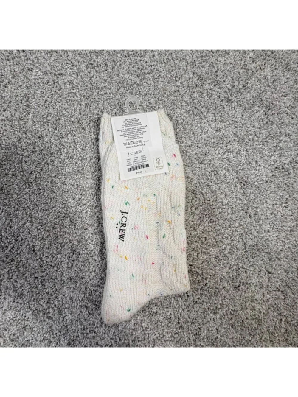 J.Crew White Speckled Trouser Socks One Size Polyester Blend